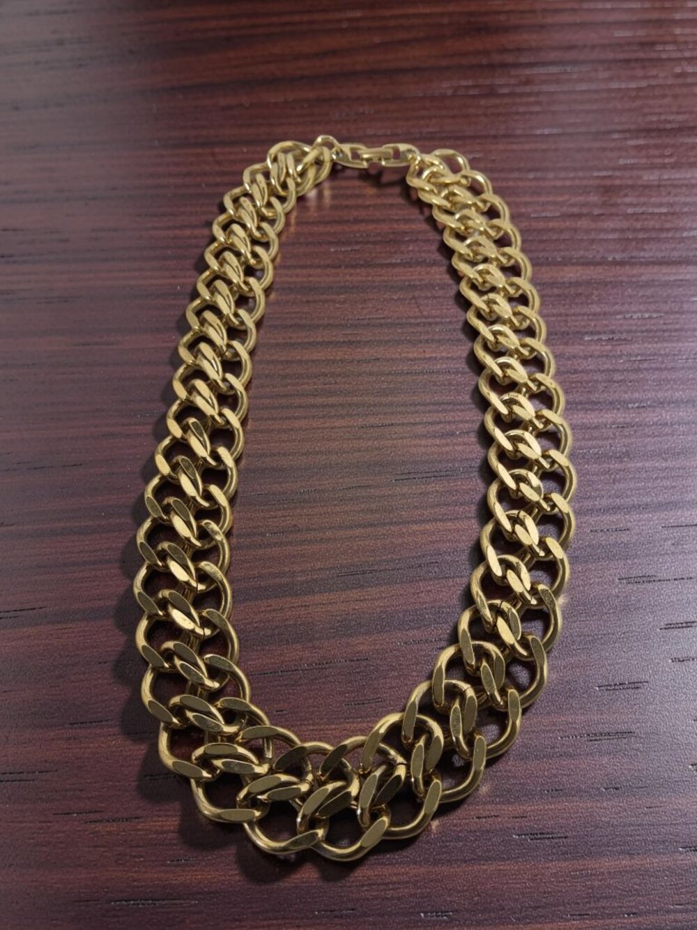 Vintage Napier Unisex Heavy Goldtone Double Chainlink Necklace, 18" long x .75" - Picture 16 of 16